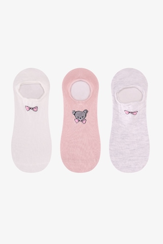 Penti Beyaz Gri Pembe Tiny Bear 3 Çift Sneaker Çorap
