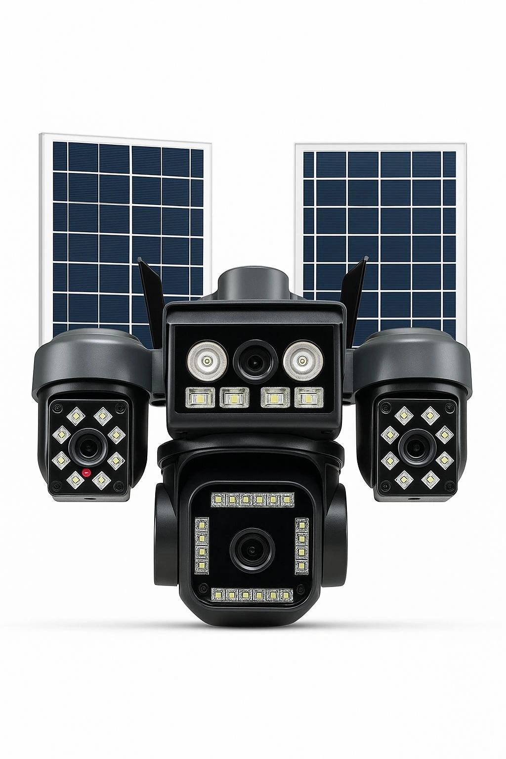 4 Lensli 4k Güneş Enerjili Güvenlik Kamerası, Esım Destekli, Wifi Ve 4g Bağlantılı, Dahili Bataryalı, 16w Solar Panel