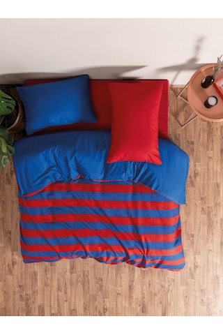 Cozy Home Popping Colors Çift Kişilik Lastikli Çarşaflı Nevresim Takımı Blaze Kırmızı 180x200 Kırmızı - Mavi