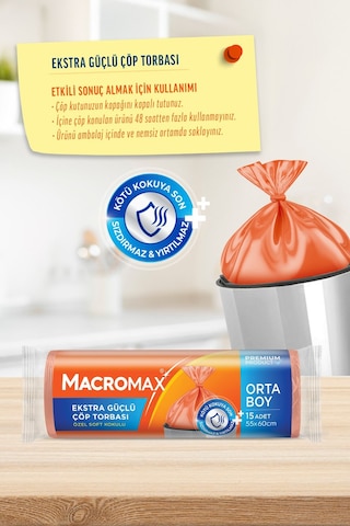 Ekstra Güçlü Çöp Torbası Orta Boy - 15 Li Paket X5