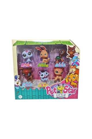 6'lı Neşeli Miniş Petstar Littlest Pet Shop Benzeri Minişler Tavşan Kaplumbağa Köpek Kedi Fok Kurt