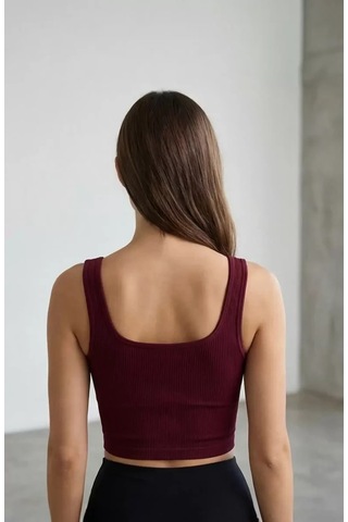 LUXSTOREE Kadın Bordo Kalın Askılı Crop Top Büstiyer Modern Ve Şık Tasarım Çok Renkli