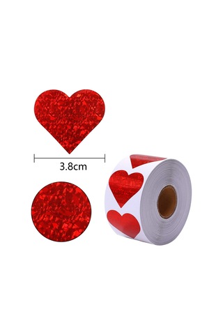 Sevgililer Günü İçin Simli Kırmızı Kalp Çıkartmaları - Dekoratif Kalp Çıkartmaları Çok Renkli