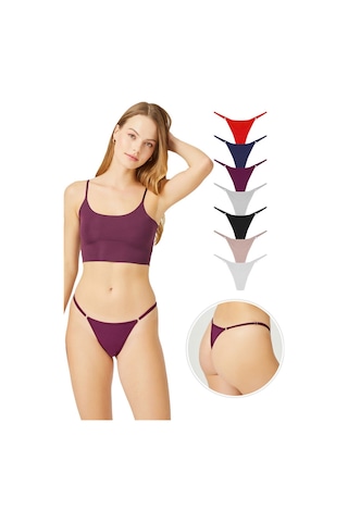 Cottonhıll Basic Pamuklu Beli Ayarlanır Kadın Tanga Külot 7'li Paket