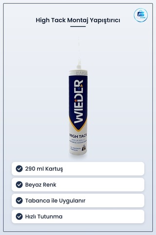 High Tack Montaj Yapıştırıcı 290 Ml Beyaz Kartuş Hiçbir Yüzeyde Y
