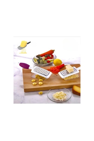 Silikon Saplı Hazneli Rende Hazneli Metal El Rendesi Sarımsak Peynir Sebze El Rendesi Beyaz