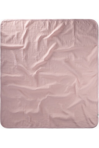 Dantel İşlemeli Tekkat Müslin Battaniye 100x100 CM +/- 3 Cm Pudra Pembe Pudra