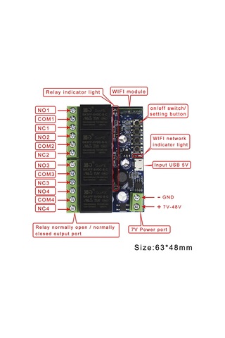 Youmex 4 Yollu Wifi Röle, Dc Girişli Akıllı Ev Cihazı, Kablosuz Uzaktan Işık Kontrolü, Çok Fonksiyonlu Ev Otomasyonu Aleti