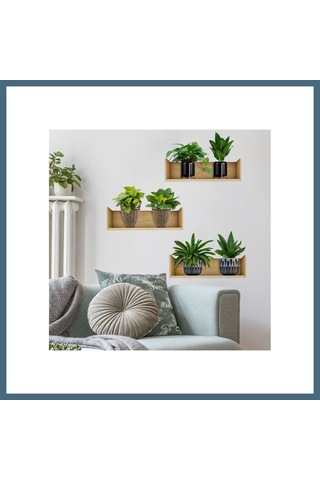 Agc Uygun Sepet Raflı Bitki Tasarımlı Yapışkanlı Sticker 20 30 Cm 3lü Set Mc-663 Agc Çok Renkli
