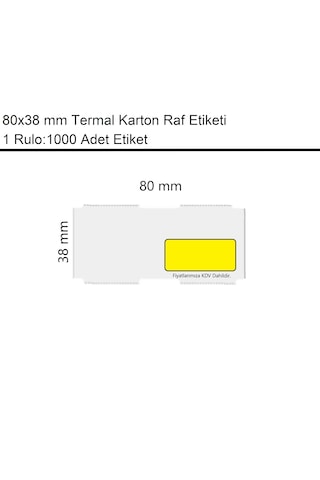 80x38 Mm Karton Termal Raf Reyon Etiketi Sarı Fiyat Çerçeveli 1000'li Sarım 1 Rulo Etiket 1