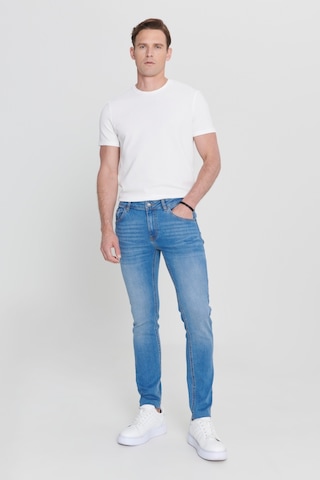 AC&Co / Altınyıldız Classics Erkek Mavı Ekstra Slim Fit Dar Kesim Pamuklu Rıss Jean Kot Pantolon Denim Mavi