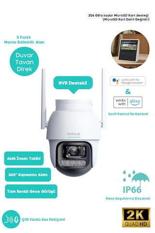 Botslab Smart W311 Outdoor Kamera 3K / Çift Yönlü Ses / 360°/ Akıllı İnsan Takibi