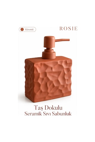 Rosıe Kiremit Taş Dokulu Dikdörtgen Seramik Sıvı Sabunluk 450 Ml Karışık