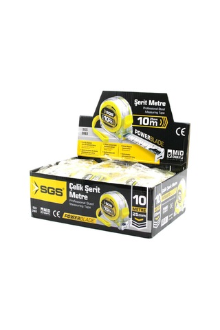 12 Adet 10mt X 25mt Şeffaf Stoplu Şerit Metre 1 M