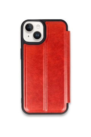 Apple Uyumlu iPhone 15 Kılıf Flip Cover Kırmızı