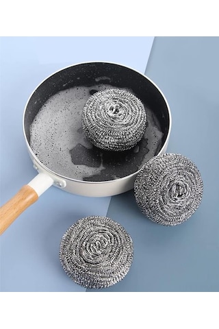 Yaleker 6 Adet Paslanmaz Çelik Temizlik Topu - Tencere, Tava, Izgara Ve Lavabo İçin Dayanıklı Fırça Diğer