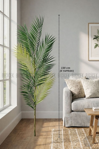 Biçiçek Yedek Areka Dalı 130cm 8 Yaprak Ve 2kg Dekorati̇f Taş