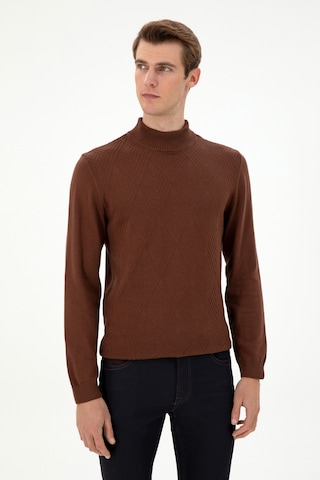 U.S. Polo Assn. Erkek Slim Fit Yarım Balıkçı Yaka Kahverengi Kazak 50297038-VR029