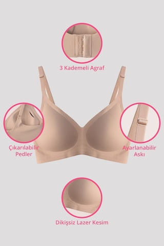 Cottonhill Seamless Bra - Soft Lazer Kesim Balensiz Ayarlanabilir Askılı Dikişsiz Kadın Sütyen 3'lü Paket Çok Renkli