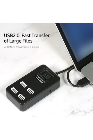 Mufunye 4 Port Usb 2.0 Hub: Hızlı Veri Transferi, Plug & Play, Hafif Ve Kompakt Dönüştürücü Beyaz
