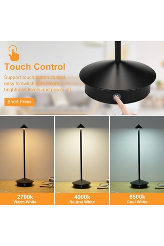 Springsun Neoglint Taşınabilir Led Masa Lambası Dokunmatik Kontrol 3 Renk Kademesiz Kısılabilir Masa Lambası Şarj Edilebilir Gece