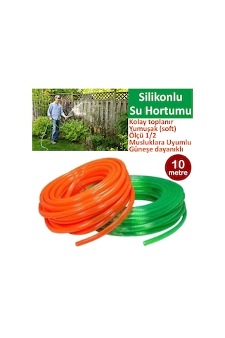 Silikonlu Bahçe Hortumu-10 Metre-Kırılmaz-Kolay Katlanır-Dayanıkl