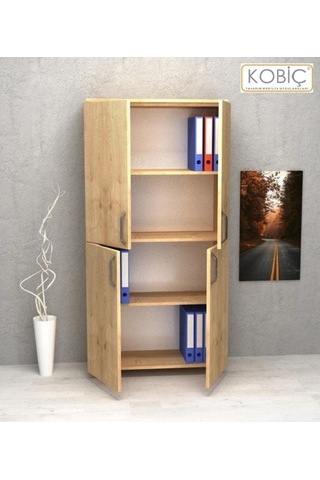 Kobiç Ofis Dosya Dolabı Kilitli Tam Kapak Suntalam Dolap 70x35x150 Cm Meşe Meşe