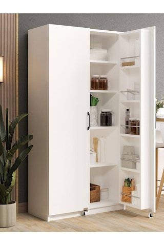 Kuzeylife Novensa Çok Amaçlı Erzak-kiler Dolabı İki Kapaklı Beyaz Beyaz