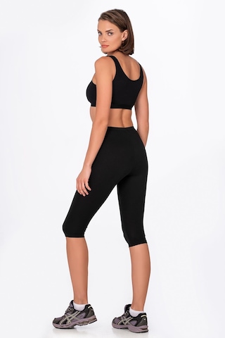 Kompedan Kadın Likralı Süprem Düz Kapri Tayt Siyah K0458-siyah Siyah