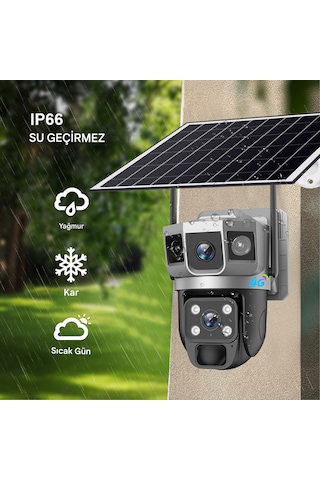 6mp Akıllı Alarmlı 4g Kamera Anında Bildirim, İnsan Takip, Gece Renkli, Solar Enerji Güneş Enerjili