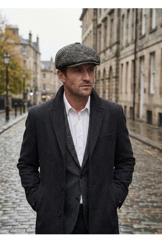 Emybox Erkek Kaşe 8 Köşe Kasket Şapka Klasik Retro- Peaky Blinders Tarzı Lastikli Standart Beden B