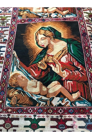 Meryem Ana - İsa Desenli El Dokuma Kilim Halı 114x187 cm