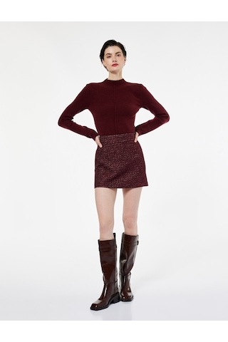Koton Hafif Dik Yaka Uzun Kollu Triko Kazak Bordo 6wak90367ht Bordo