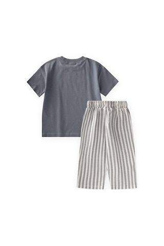 Cigit Müslin Şalvarlı T-shirt Takım 2-10 Yaş Gri