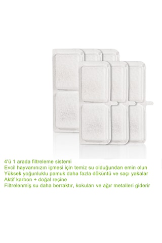 Ecronicword 6'lı Paket Evcil Hayvan Su Dağıtıcı Filtre Kartuşları F16