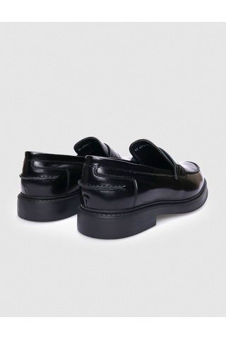 %100 Hakiki Deri Siyah Açma Deri Erkek Günlük Ayakkabı Siyah