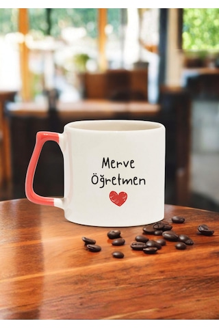 Öğretmenler Günü Kişiye Özel Renkli Kulplu Öğretmen Kupası Pembe