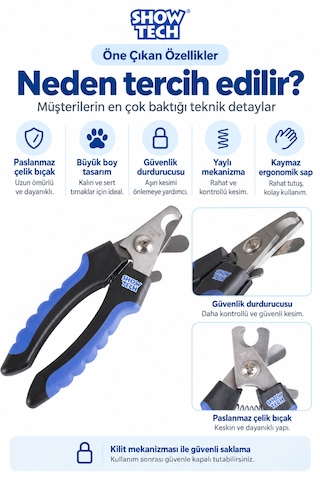 Showtech Comfort Kedi Köpek Tırnak Makası Büyük Boy - Büyük Irk Köpekler İçin