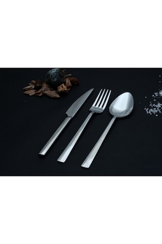 Gökdil Asya Silver 36 Parça 12 Kişilik Sade Çatal & Kaşık & Bıçak Yemek Takımı Beyaz
