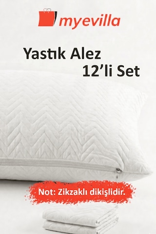 Sıvı Geçirmez Kapitoneli Yastık Alezi 50x70 Cm Konforlu, Dolgulu Ve Hijyenik Koruma 6 Paket 12 Adet Beyaz