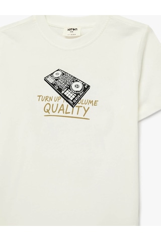 Koton Baskılı Ekru Erkek Çocuk T-shirt 6skb10420tk Ekru
