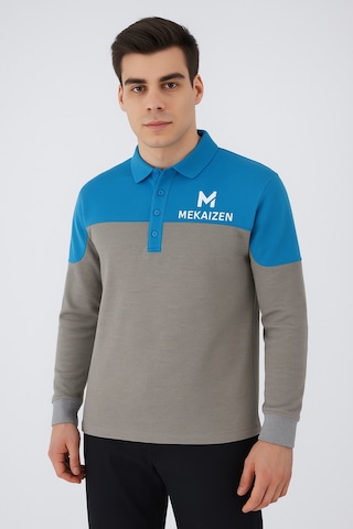 Düğmeli Polo Yaka Sweatshirt İş Kıyafeti 10 Adet Firmanıza Özel Logo & İsim Baskılı - Nakışlı Gri