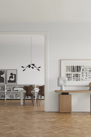 101 Copenhagen Drop Chandelier Mini Pirinç Kaplama Dekoratif Tasarım Avize Yanmış Siyah