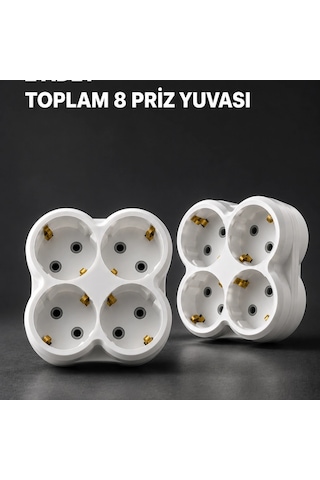 Duvar Tipi 4 Çıkışlı Priz Çoğaltıcı Kablosuz Kompakt Tasarım 2 Adet Diğer