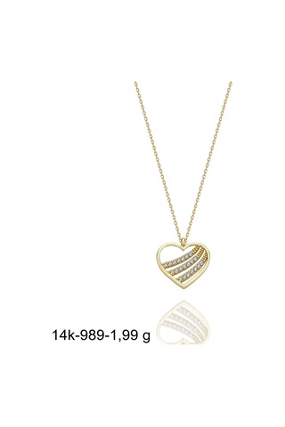 Minik Kalp Özel Tasarım Çok Şık 14 Ayar Altın Kolye Altın