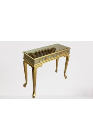 Dresuar Çift Çekmece Model Kayın Gold Renk Lükens Aslan Ayak Kut Altın