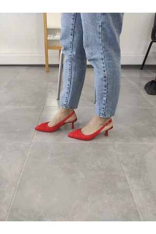 Tarzbu Lks İnce Topuklu Sivri Burun Kırmızı Abiye Ayakkabı