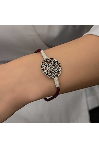 Premium 1000 Ayar İthal Gümüş Kazaziye Örgü Bileklik - 19 Cm Gümüş - Siyah 90218572