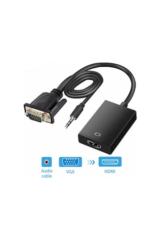 Maxgo VGA To HDMI Çevirici Dönüştürücü Ses Destekli Kablo