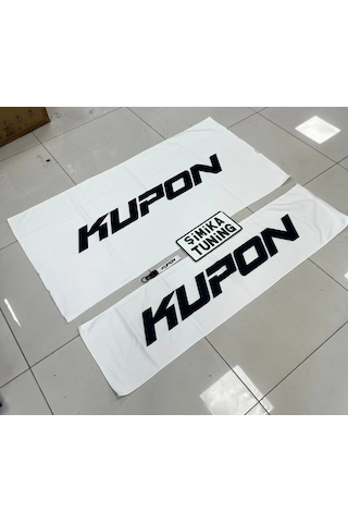 Beyaz Kupon Torpido Ve Sırt Havlusu Seti 2 Adet Torpido 35x135 , Sırt 70 X 135 Anahtarlık Hediye